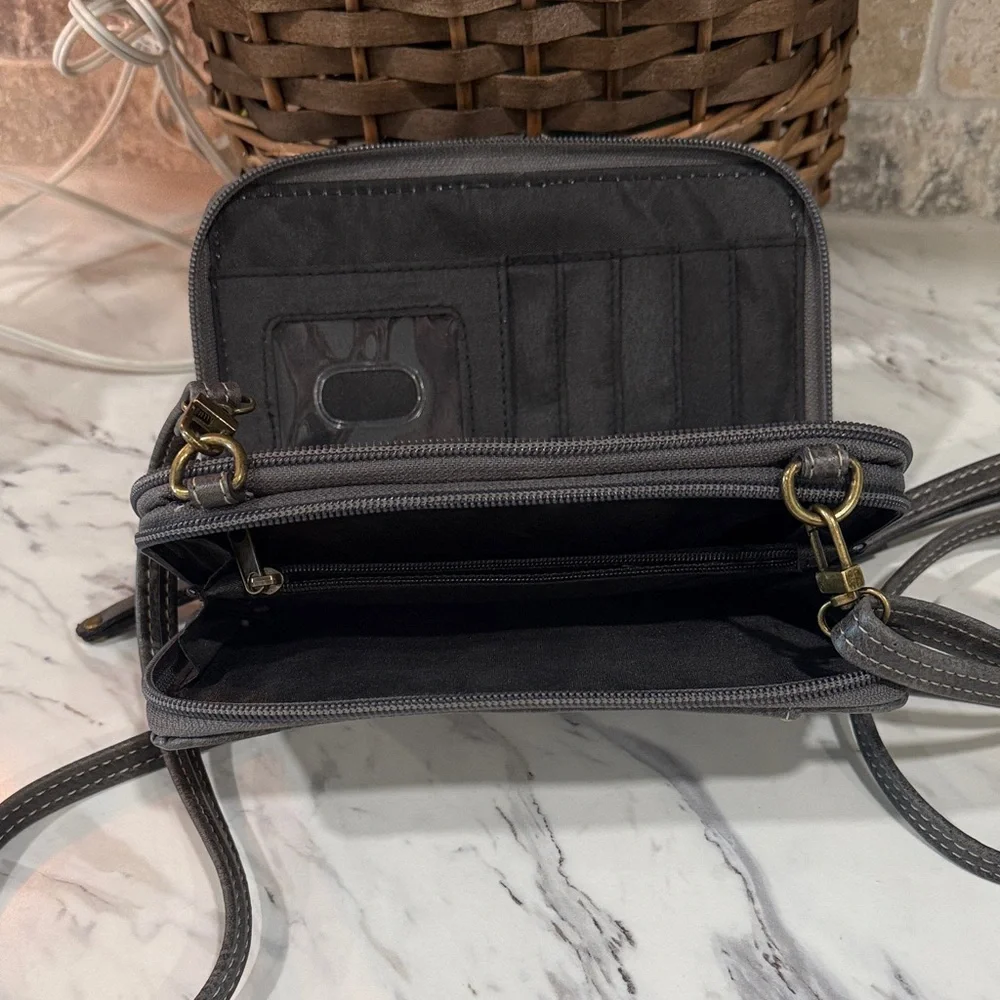 BOC Gray Embossed Leather Crossbody with Buckle Accent - Picture 7 of 7